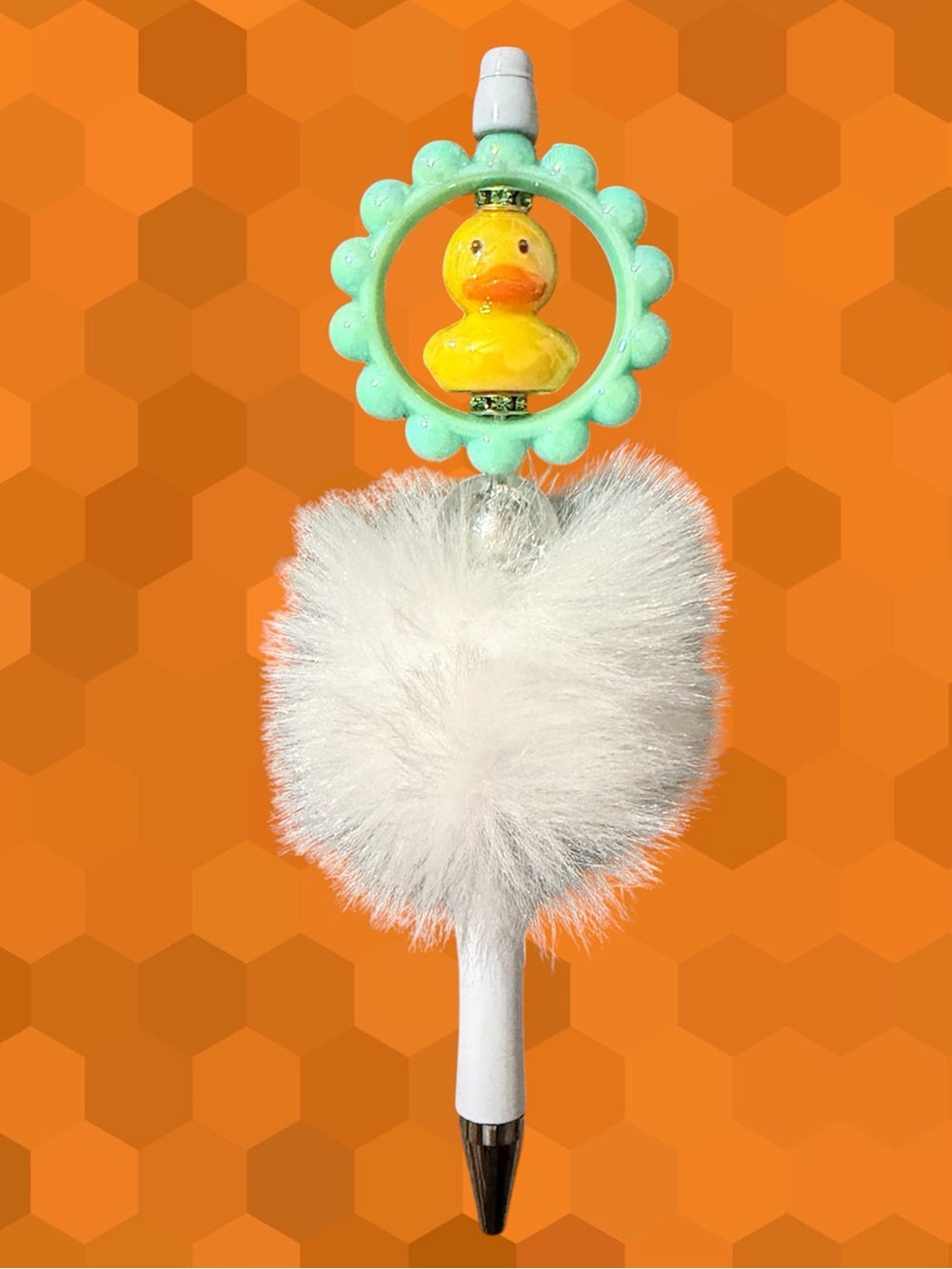 NewPlush Pom-Pom Pen with Mint Ring & Yellow Duck